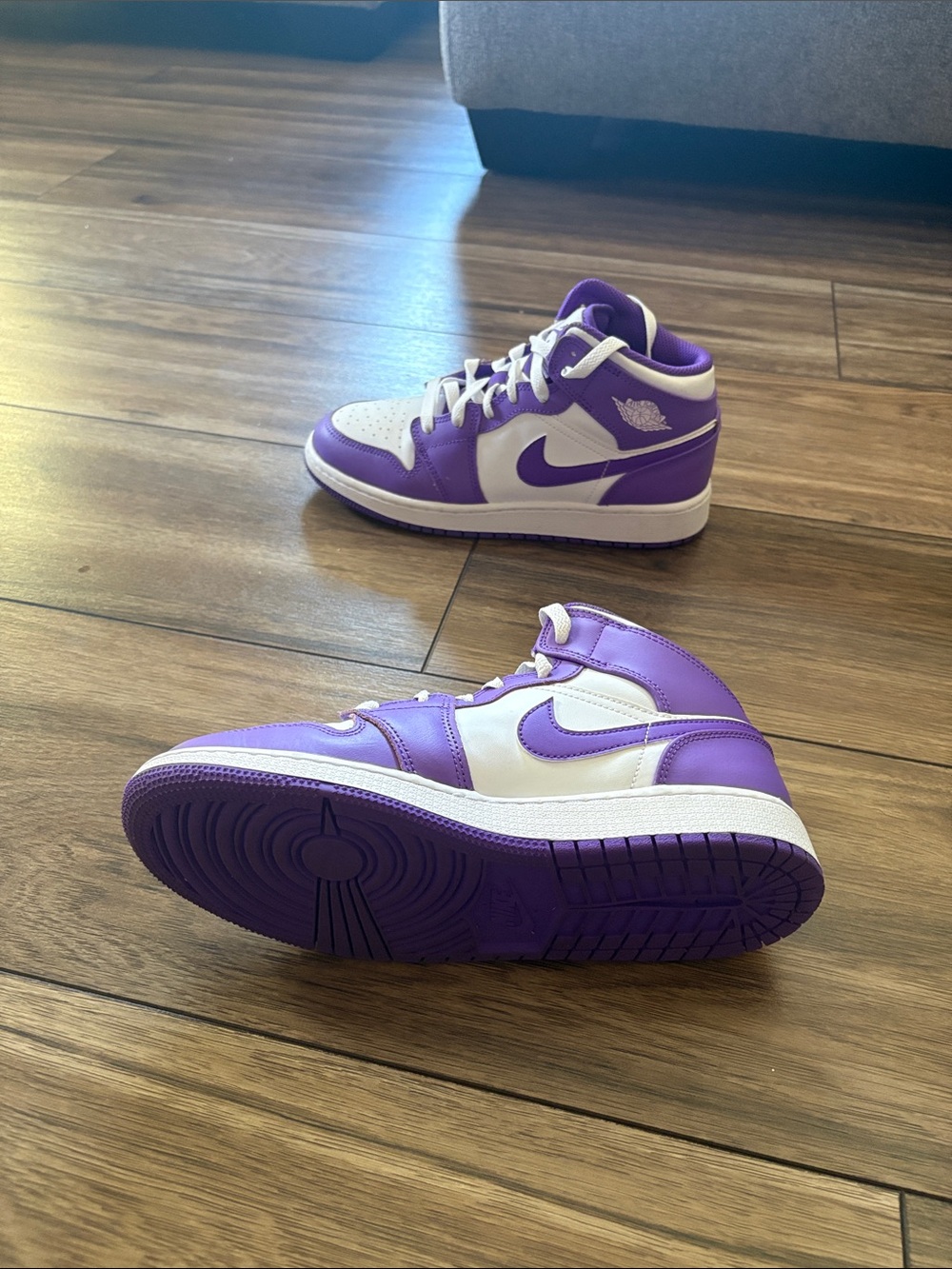 Nike Kids Purple and White High-Top Sneakers